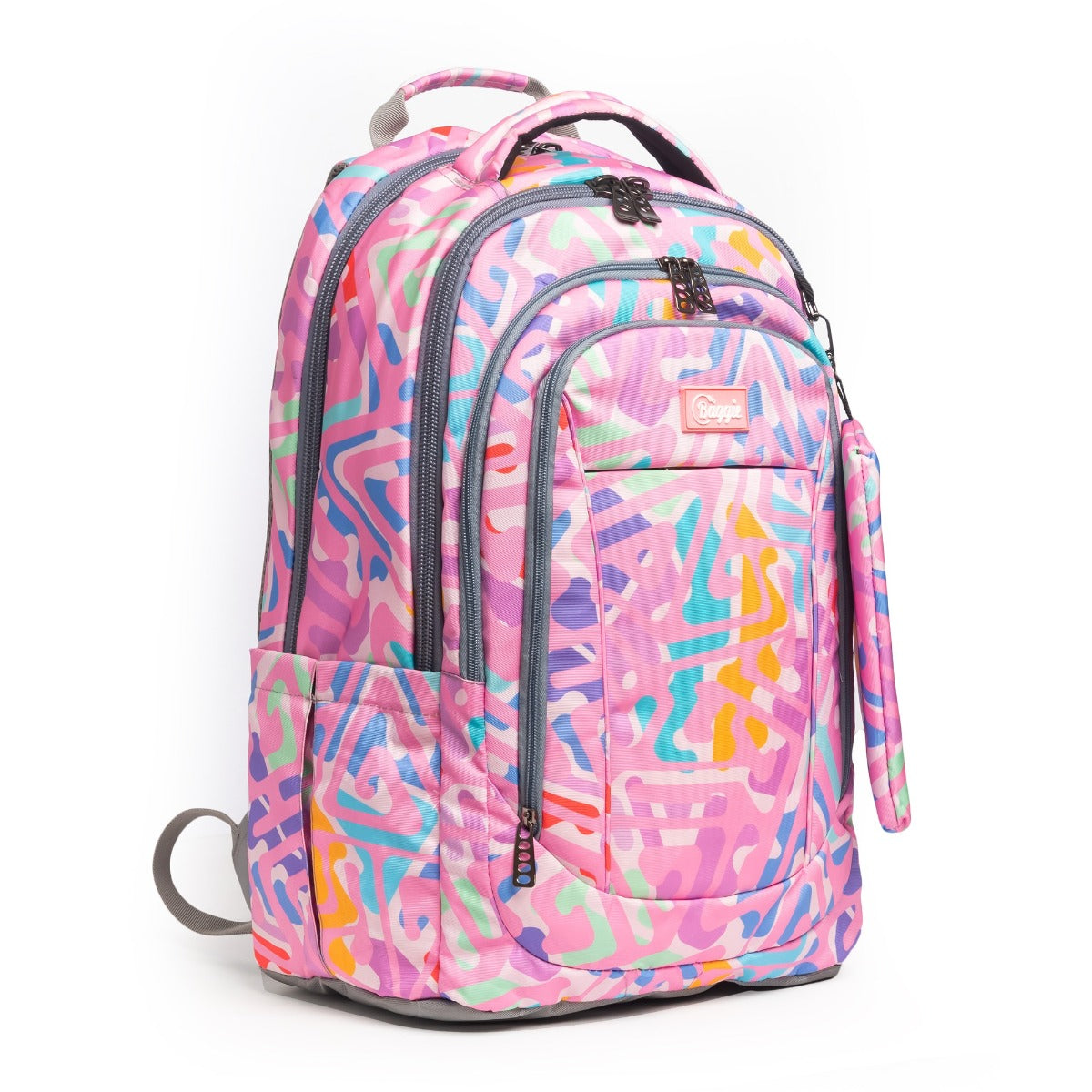 حقيبة ظهر كبيرة الحجم بتصميم عصري، تتسع لأجهزة الكمبيوتر المحمولة مقاس 15.6 بوصة و19 بوصة، مع حافظة أقلام - (الألوان: وردي)