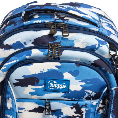 حقيبة ظهر كبيرة الحجم مناسبة لأجهزة الكمبيوتر المحمولة مقاس 15.6 بوصة و19 بوصة مع حافظة أقلام - (لون كحلي)