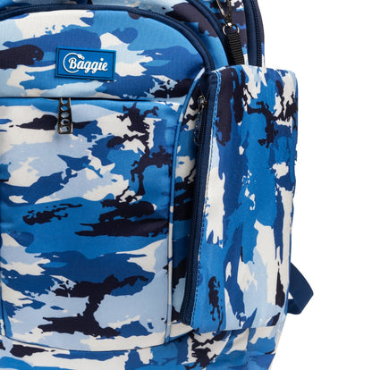 حقيبة ظهر كبيرة الحجم مناسبة لأجهزة الكمبيوتر المحمولة مقاس 15.6 بوصة و19 بوصة مع حافظة أقلام - (لون كحلي)