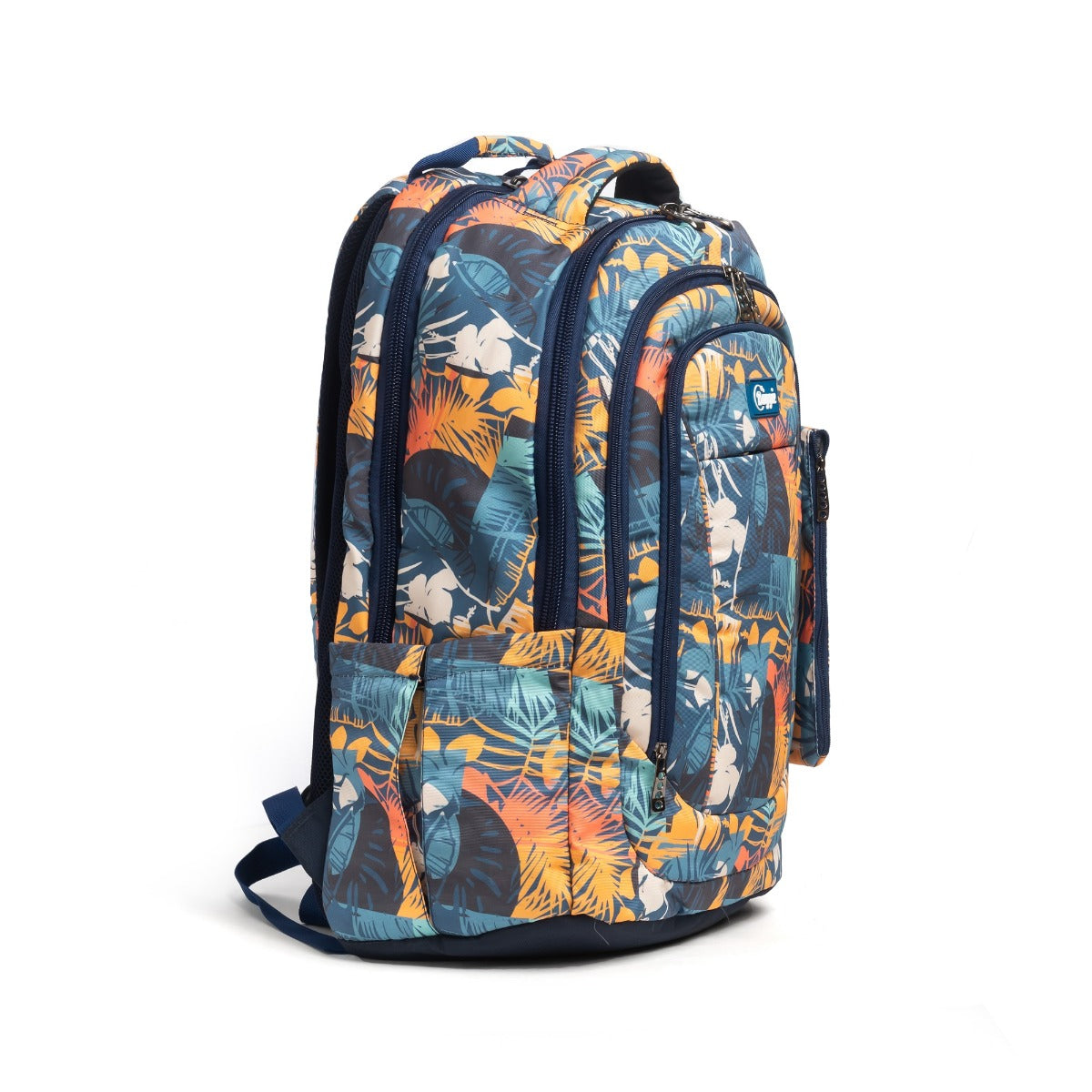 حقيبة ظهر كبيرة الحجم بتصميم عصري، تتسع لجهاز كمبيوتر محمول مقاس 15.6 بوصة أو 19 بوصة، مع حافظة أقلام - (مزينة بالزهور)