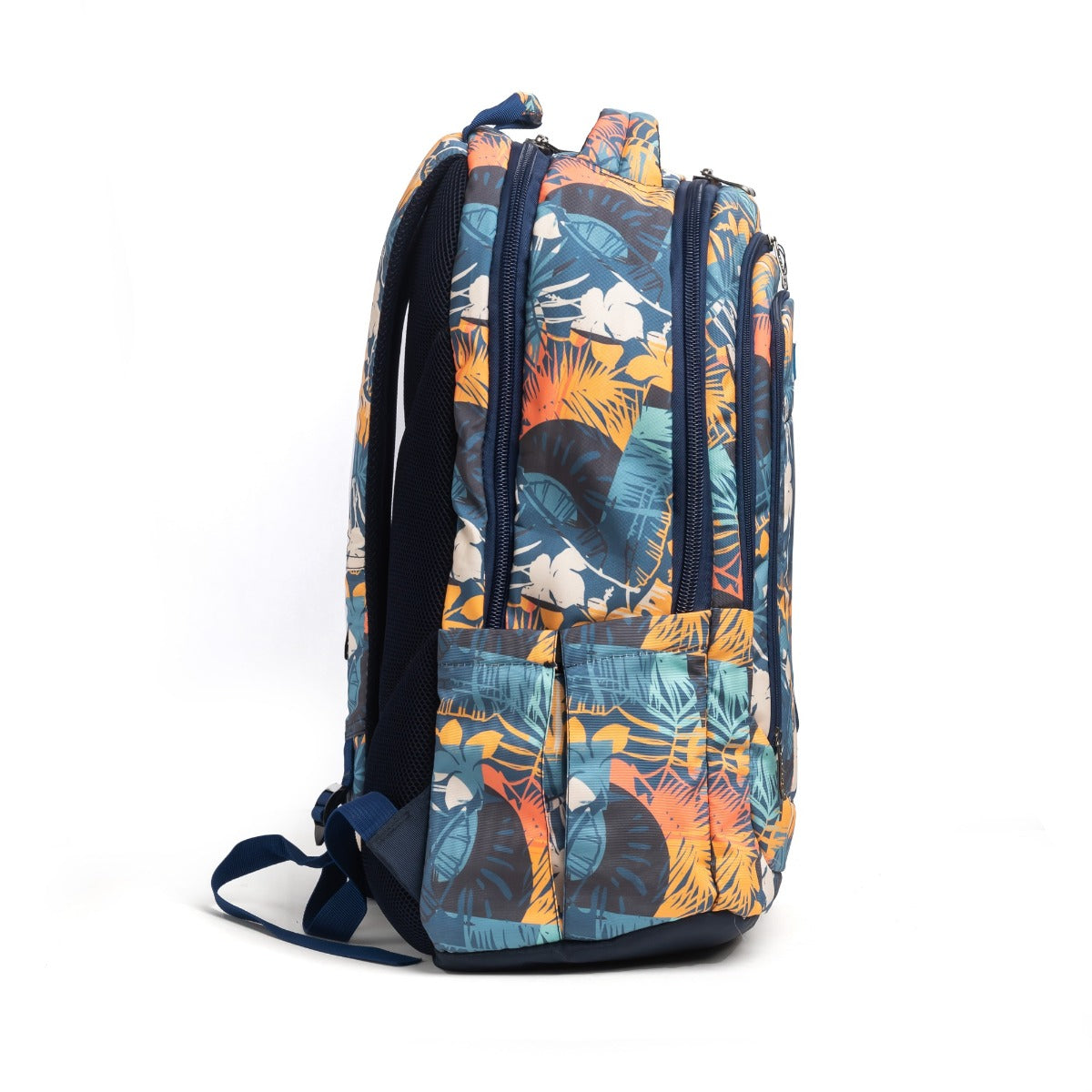 حقيبة ظهر كبيرة الحجم بتصميم عصري، تتسع لجهاز كمبيوتر محمول مقاس 15.6 بوصة أو 19 بوصة، مع حافظة أقلام - (مزينة بالزهور)