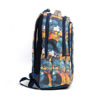 حقيبة ظهر كبيرة الحجم بتصميم عصري، تتسع لجهاز كمبيوتر محمول مقاس 15.6 بوصة أو 19 بوصة، مع حافظة أقلام - (مزينة بالزهور)