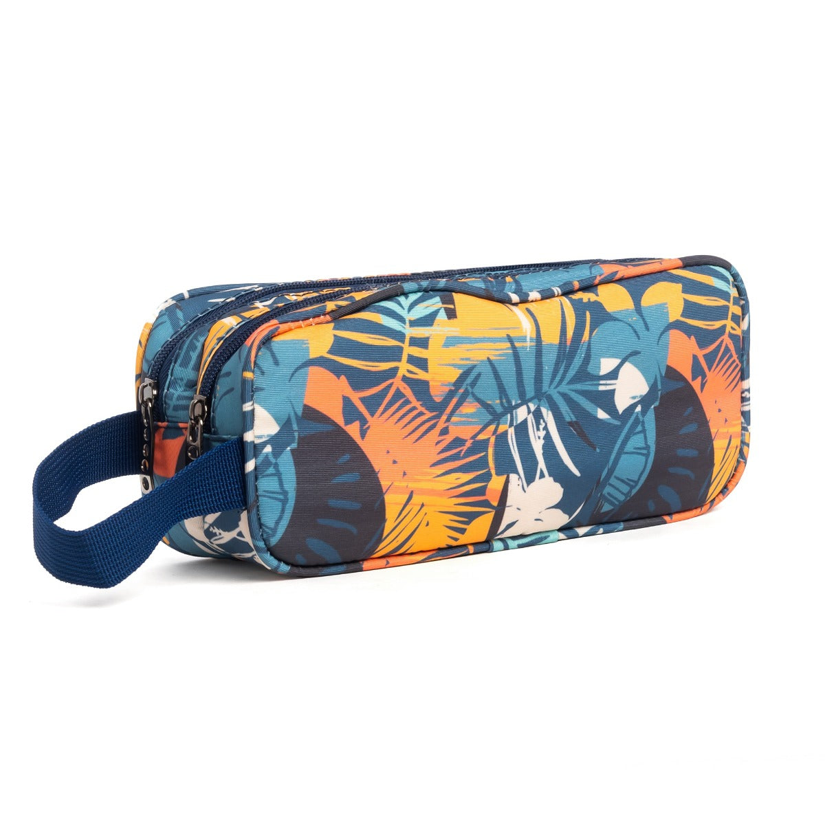 حقيبة أقلام كبيرة السعة من باغي، مزودة بسحابين، 24 سم × 8 سم × 10 سم - (مزينة بالزهور)