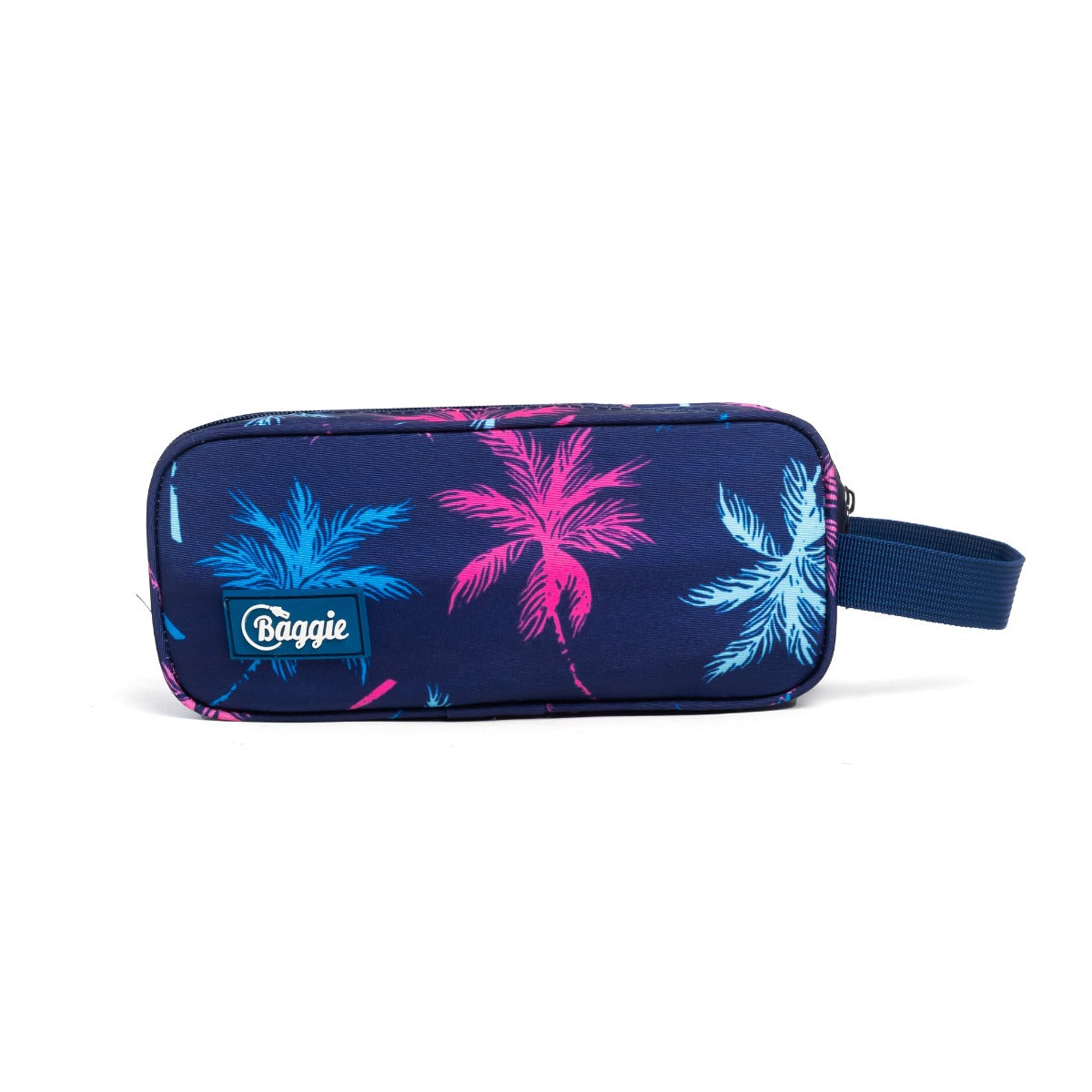 حقيبة أقلام كبيرة السعة من باغي، مزودة بسحابين، 24 سم × 8 سم × 10 سم - (لون النخيل / كحلي)