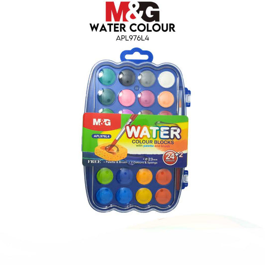 M&G Chenguang Painting Watercolors Mini Water Color Blocks 24color with Brush - No:APL976L4