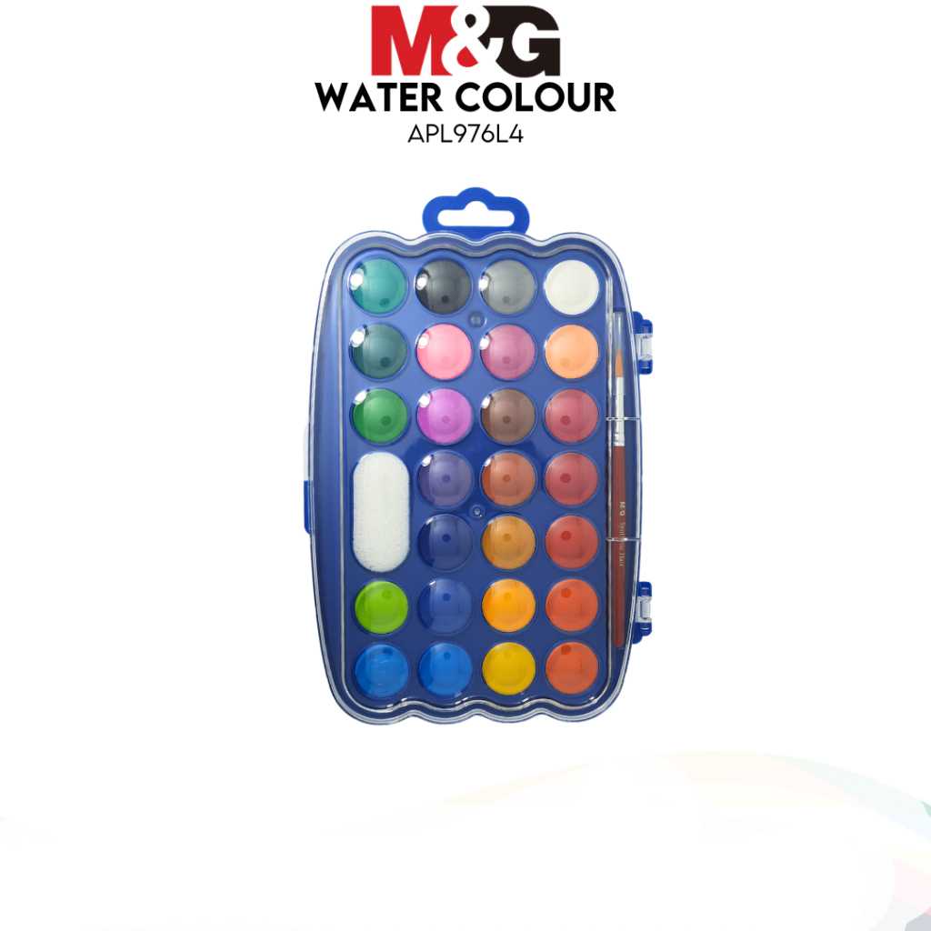 ألوان مائية صغيرة من إم آند جي تشنغوانغ، ٢٤ لونًا مع فرشاة - رقم المنتج: APL976L4
