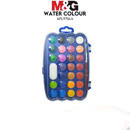 ألوان مائية صغيرة من إم آند جي تشنغوانغ، ٢٤ لونًا مع فرشاة - رقم المنتج: APL976L4