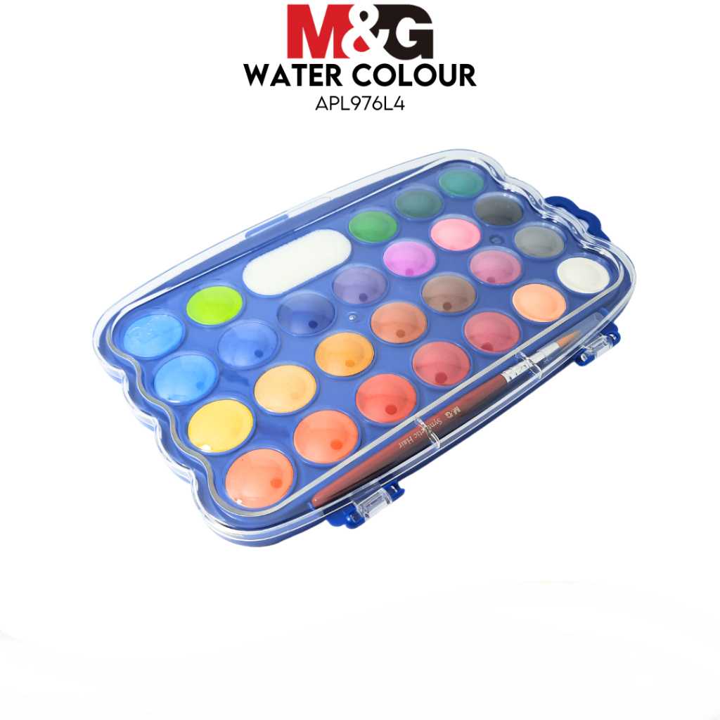 ألوان مائية صغيرة من إم آند جي تشنغوانغ، ٢٤ لونًا مع فرشاة - رقم المنتج: APL976L4