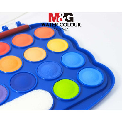 ألوان مائية صغيرة من إم آند جي تشنغوانغ، ٢٤ لونًا مع فرشاة - رقم المنتج: APL976L4