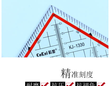 Cokai Transparent multipurpose triangle with handle professional drawing - 30cm - No:KJ1330