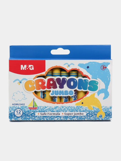 أقلام تلوين شمعية جامبو من إم آند جي، 12 لونًا، رقم المنتج: AGMU3402