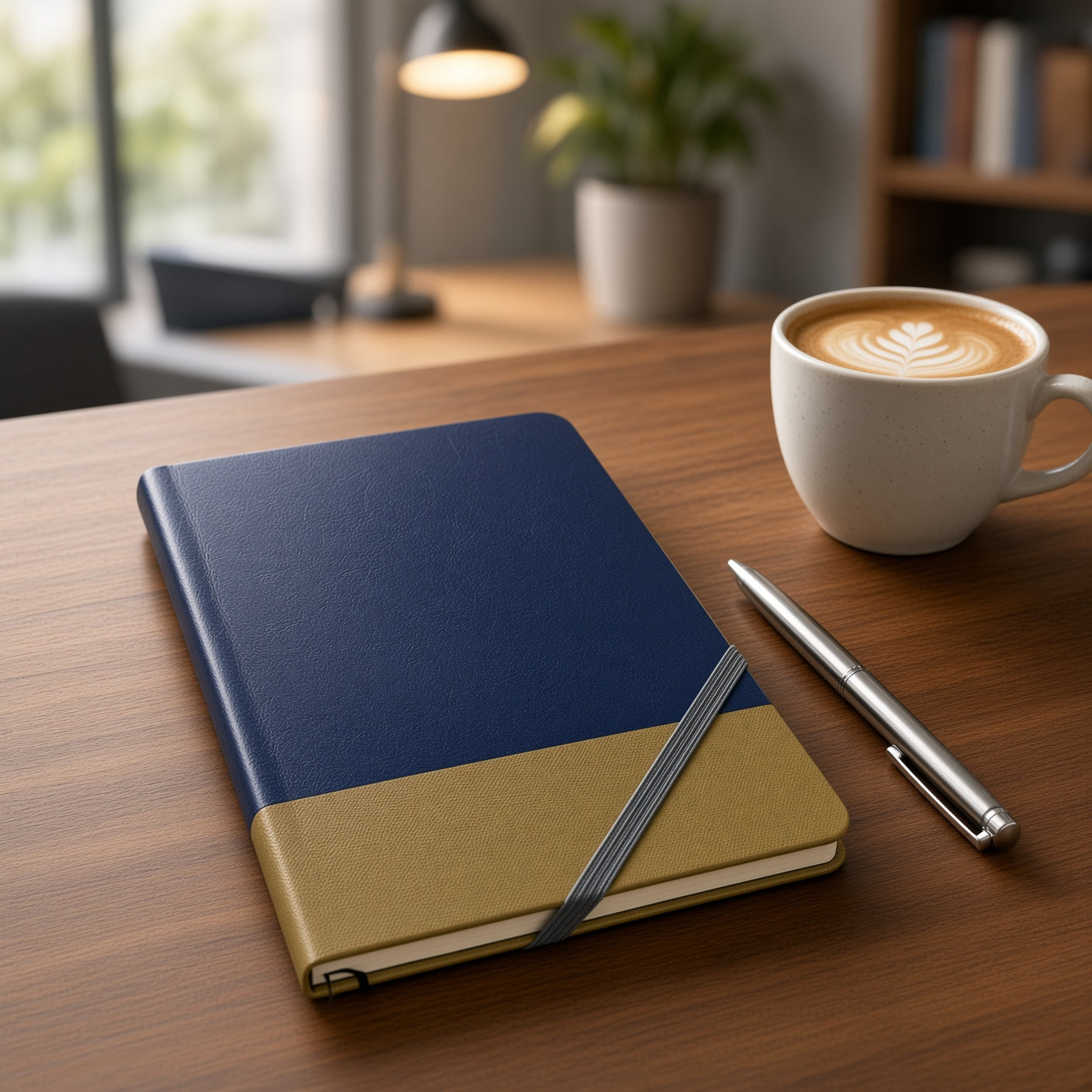 YASSIN Golden Notebook – A5 Ruled Notebook, 192 Pages, 8 mm Lines, 70 GSM, Elastic Closure, Pen Holder, 12 × 19.5 cm - No: 1323