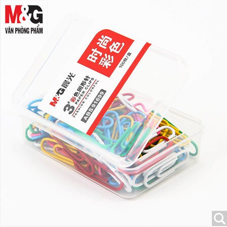 مجموعة مشابك ورق ملونة من إم آند جي تشنغوانغ، رقم 3، للمكتب - 100 قطعة - رقم المنتج: ABS91699