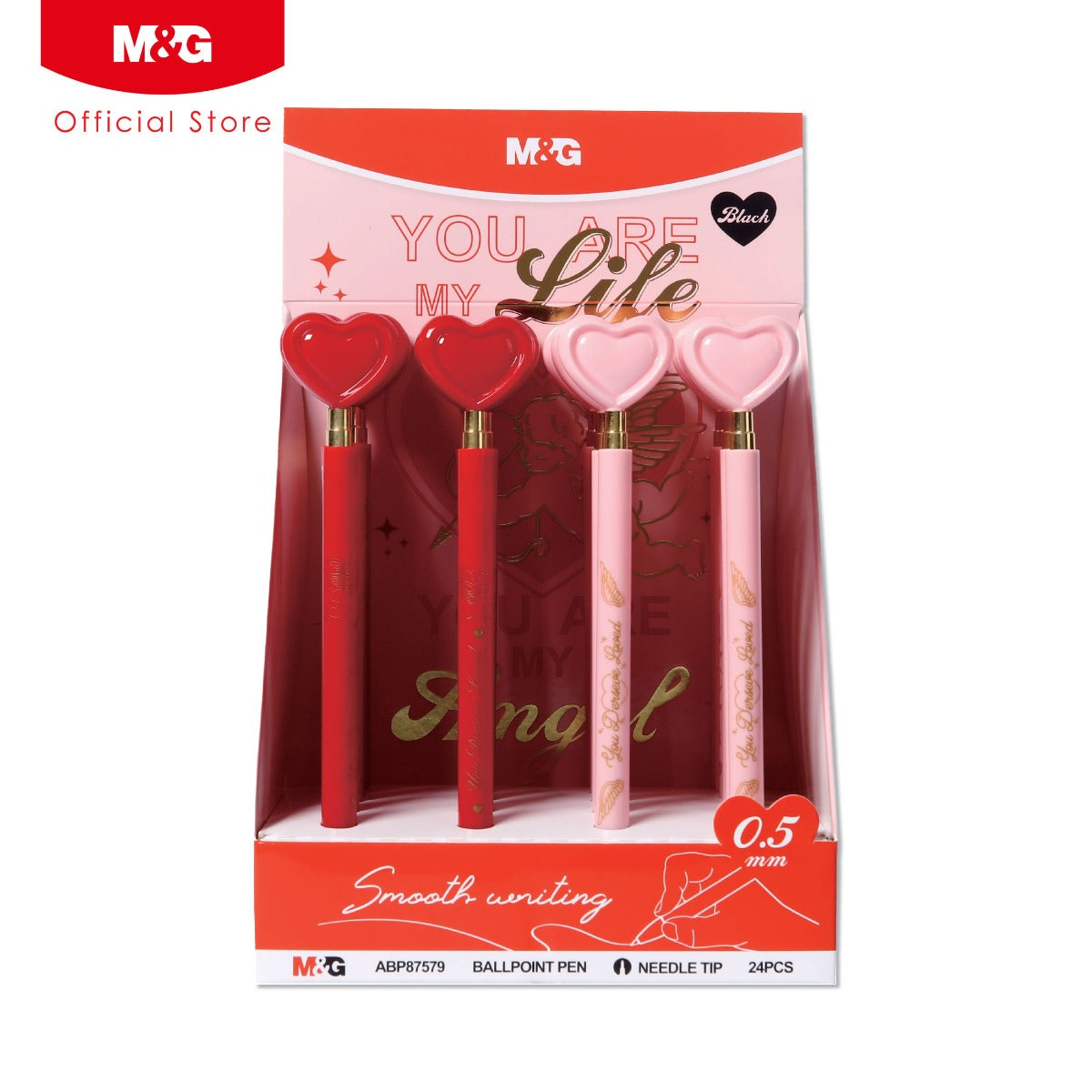 M&G Chenguang Heart-Shaped Needle Tip Ballpoint Pen 0.5mm - 1pcs - No:ABP87579