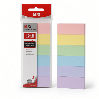 M&G Chenguang PETSTICK Sticky Page Flags – 6 Colors, 20 Sheets Each, Transparent Writable Index Tabs – No: YS-21