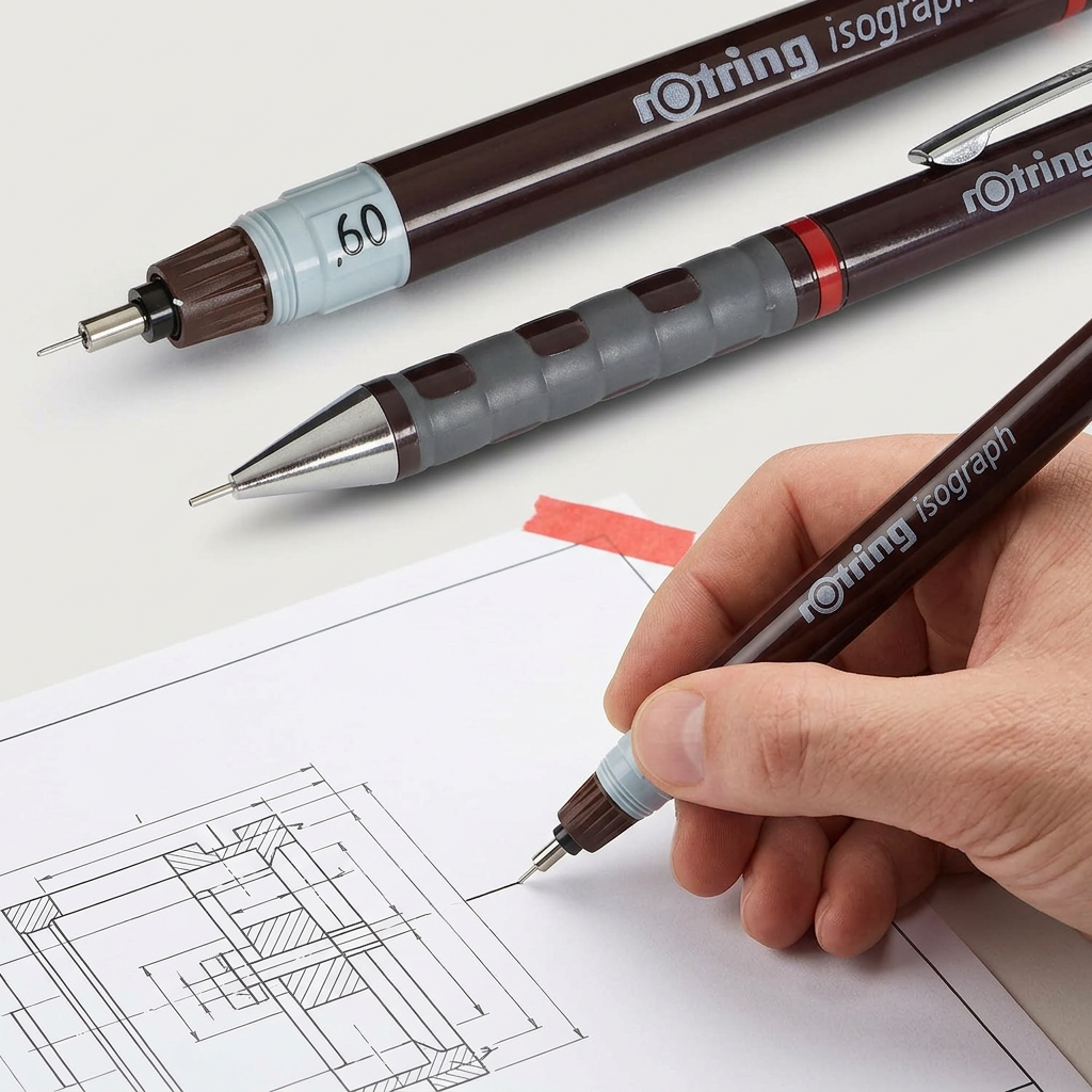 Hand drawing precise lines with a Rotring Isograph Junior technical pen
