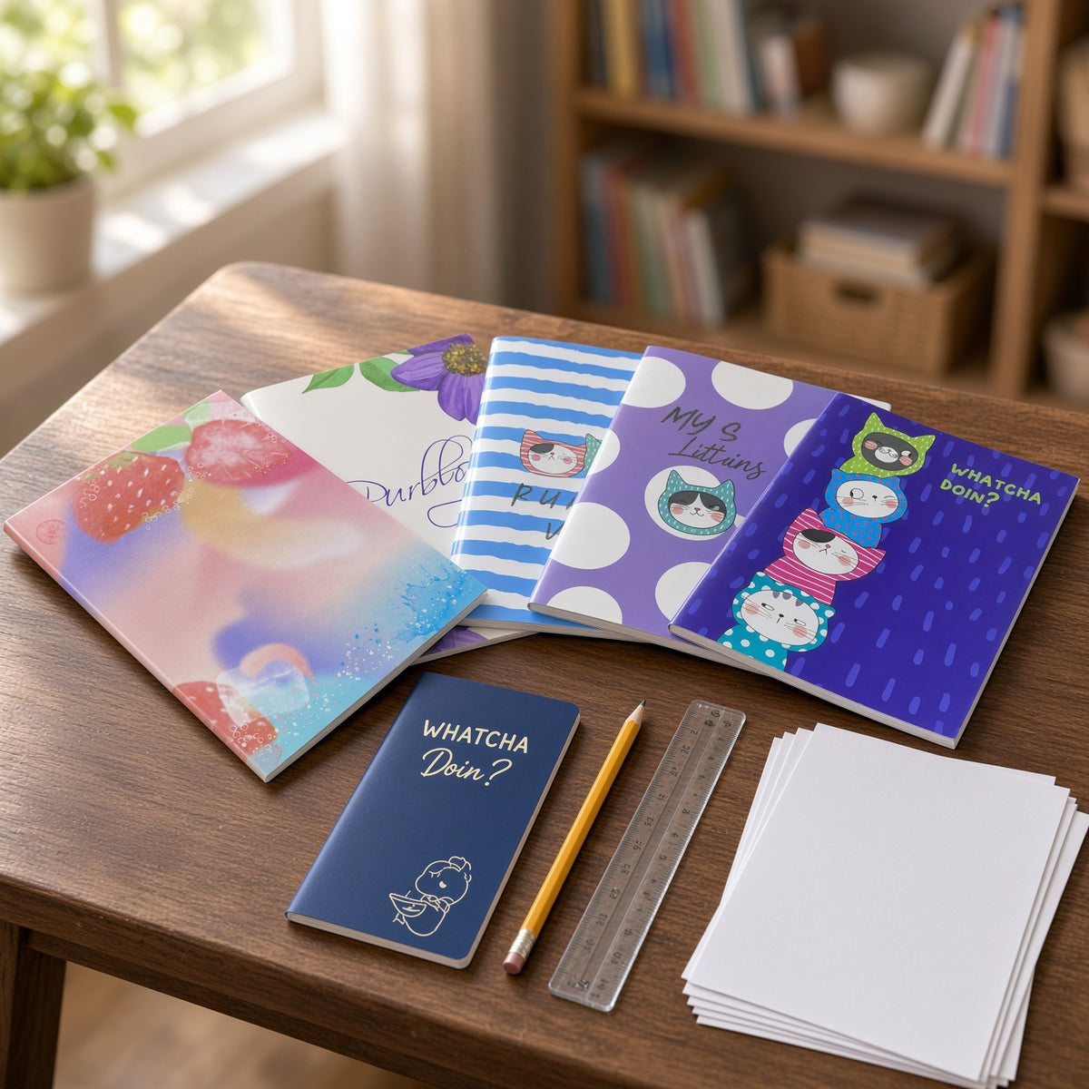 Yassin A4 Notebook 80 Sheets 60 GSM – Ruled/Grid Pages, Assorted Color & Printed Covers - No: 1032