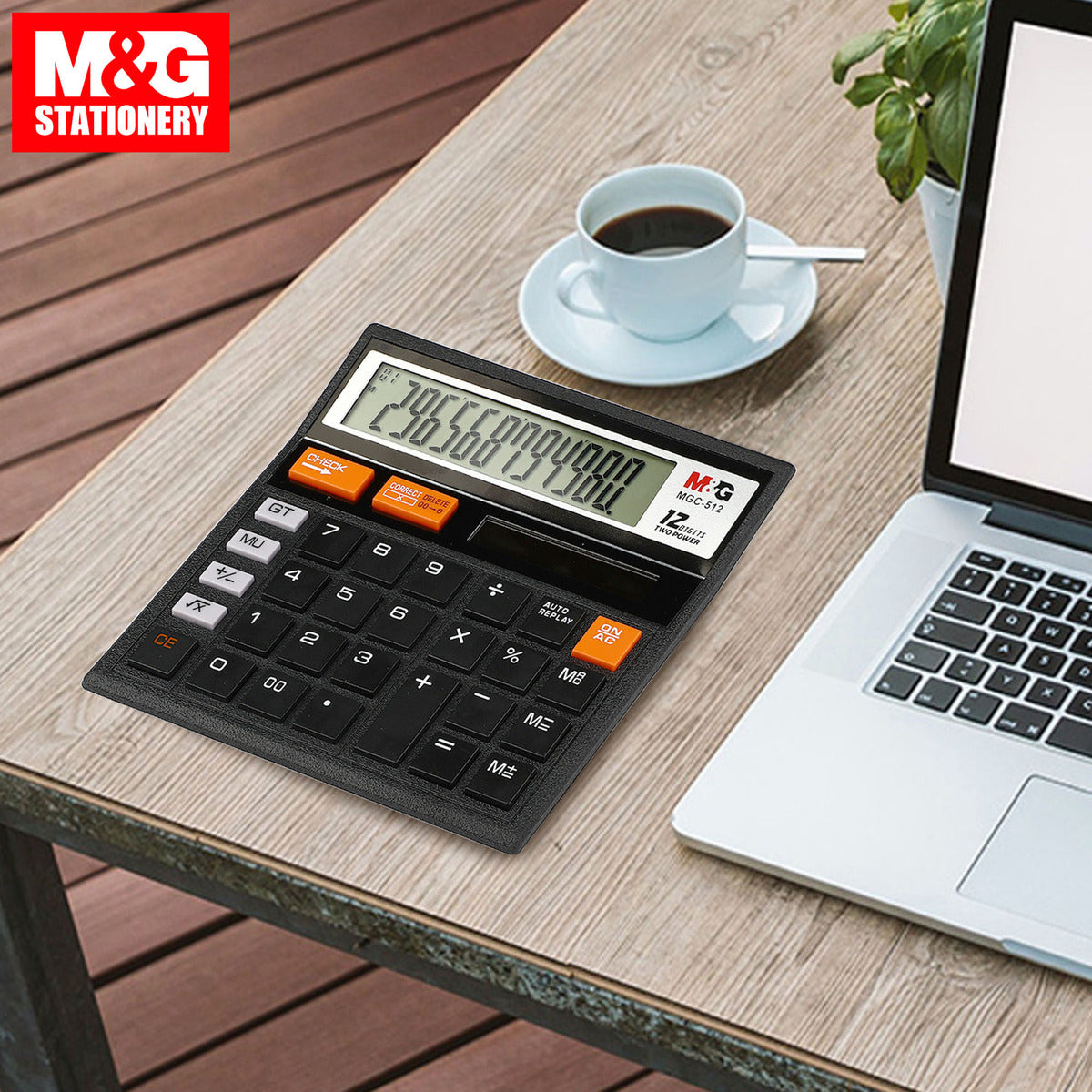 آلة حاسبة M&amp;G Chenguang، تصميم موثوق به ذو 12 رقمًا لدقة عالية في المكتب، شاشة كبيرة، موفرة للطاقة، متينة، إلكترونيات الأعمال - رقم: ADG981K4