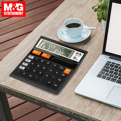 آلة حاسبة M&amp;G Chenguang، تصميم موثوق به ذو 12 رقمًا لدقة عالية في المكتب، شاشة كبيرة، موفرة للطاقة، متينة، إلكترونيات الأعمال - رقم: ADG981K4