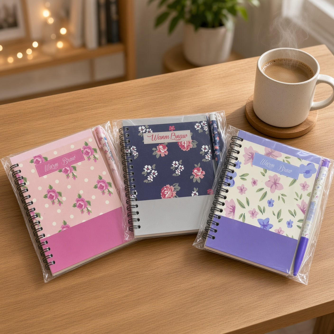 Yassin A6 Spiral Notebook with Pen, 100 Sheets, 60 GSM, Smooth Lined Pages, Floral Cover – Assorted Designs - 1pcs - No: 82772