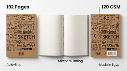 YASSIN Creative Sketchbook A4 – 192 Pages, 120 GSM Premium Drawing & Sketch Paper for Artists, Students & Designers