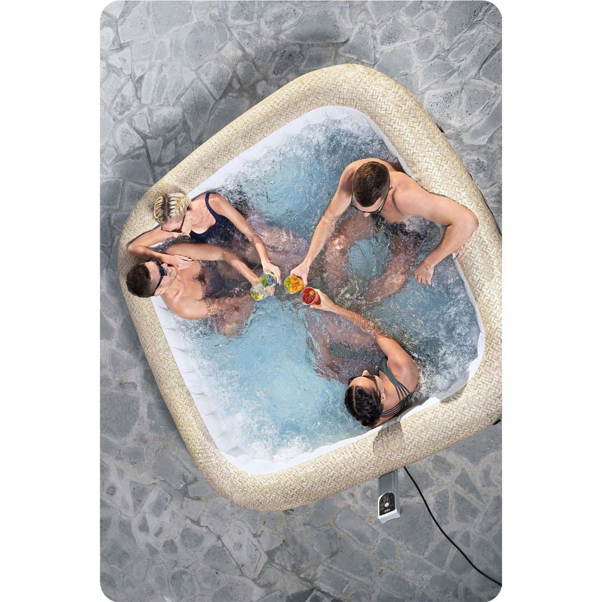 حوض استحمام ساخن قابل للنفخ من بيست واي لاي-زي-سبا روم، موفر للطاقة، مزود بنظام نفاث ذكي، أبعاده 201 سم × 201 سم × 71 سم، مع تحكم عبر تطبيق، يتسع لـ 5-7 أشخاص - رقم المنتج: 6001M