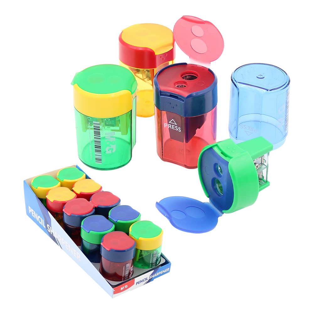 M&G Sharpener Double Hole With Cover No: APS912C1 (Assorted Colours) - 1piece