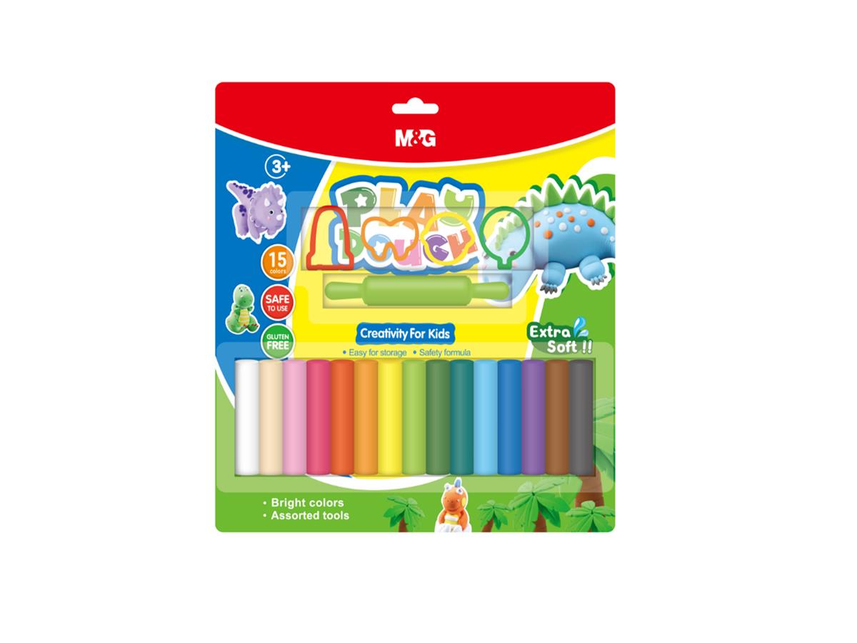 M&G Chenguang Play Dough Set 15 Colors with Rolling Pin & Animal Cutters – Extra Soft Modeling Clay for Kids, Creative Arts & Crafts Activity - No: AKE040F8