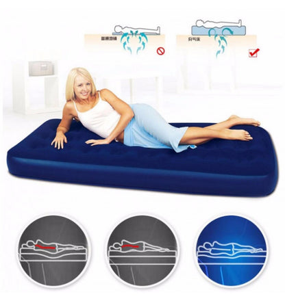 Jilong Flocked Coil Beam Blue Twin Inflatable Mattress 191x99 x22cm - No:20334