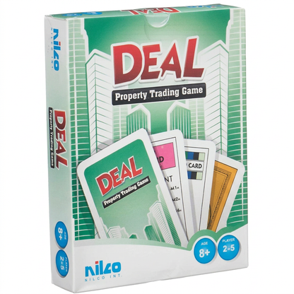 Nilco Deal property trading card game box studio packshot