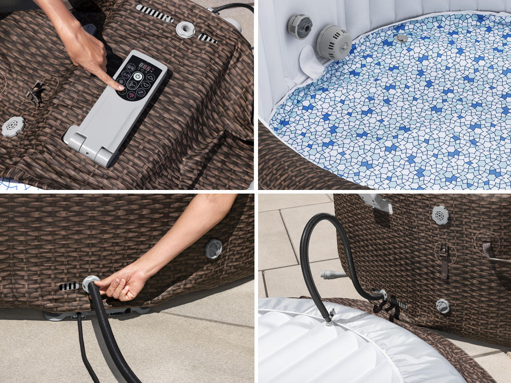 Bestway Lay-Z-SPA Bali Max Hold Energy Sense Ultra Fit Smart AirJet Rattan Round 2.16mx71cm WITH Built-in Intelligence - No:6001P