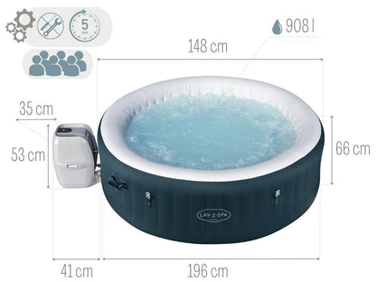 Bestway  4-6 People Tub 1.96m X 66cm Round Dark Green Miami Energy Saving Wave - No:6001D