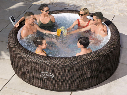Bestway Lay-Z-SPA Bali Max Hold Energy Sense Ultra Fit Smart AirJet Rattan Round 2.16mx71cm WITH Built-in Intelligence - No:6001P