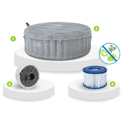 حوض استحمام ساخن قابل للنفخ من بيست واي لاي-زي-سبا بالي، موفر للطاقة، مزود بنظام نفاث ذكي، مقاس 196 سم × 71 سم، مع تحكم عبر تطبيق، يتسع لـ 4-6 أشخاص - رقم: 6001N