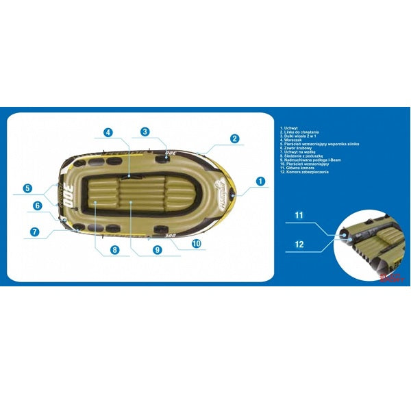 طقم قارب جيلونج فيشمان 300 قابل للنفخ، أبعاده 252 سم × 125 سم × 40 سم - رقم: 07208-1