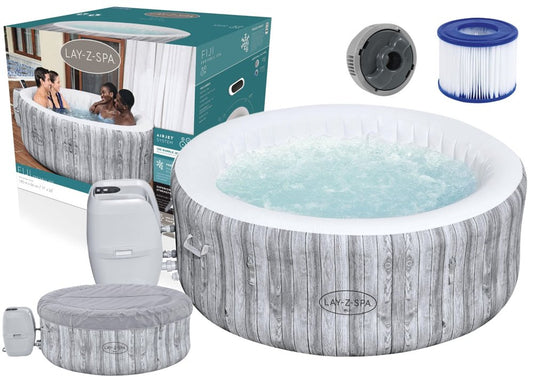 Bestway 4 Seater Inflatable Spa Jacuzzi 180 x 66cm Fiji AirJet 4 White Wood - No:60085
