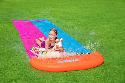 Bestway H2OGO Lawn Double Water Slide with 2 Inflatable Llama Shaped Ride-On Floats - 488 cm - No:52320