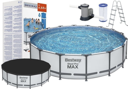 Bestway Frame pool Steel Pro Max Set 488x122 cm, with filter pump and accessories - No: 5612Z