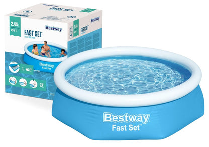 Bestway Fast Set Inflatable Swimming Pool Garden Round 244x61cm  - NoL57448