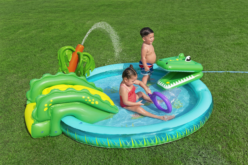 Bestway Inflatable Crocodile Cove Inflatable Playcenter with Swimming Pool - 2.23 m x 1.80 m x 72 cm - No:53166