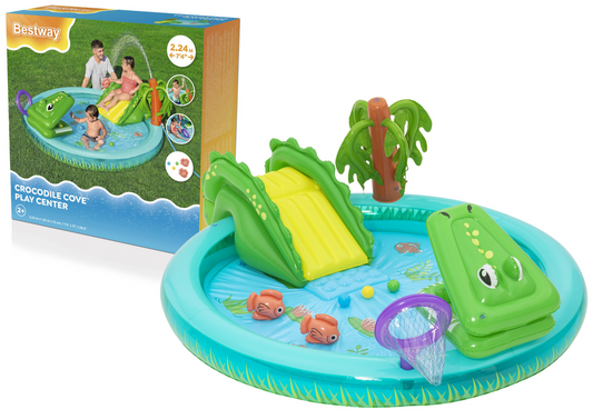 Bestway Inflatable Crocodile Cove Inflatable Playcenter with Swimming Pool - 2.23 m x 1.80 m x 72 cm - No:53166