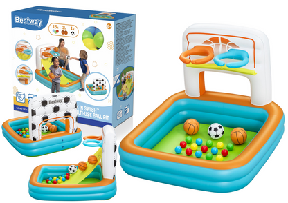 Bestway Kick 'N Swish 3-in-1 multi-Use Ball Pit - Inflatable Playground With Balls 120 x 107 x 84 cm - No: 52728