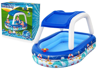 Bestway Family Inflatable Pool with Roof Sea Captain 2.13m x 1.55m x 1.32m - No: 54370