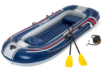 قارب مطاطي قابل للنفخ من بيست واي، طراز TRECK X3، مزود بثلاثة مجاديف تتسع لأربعة أشخاص - 318 سم × 152 سم - رقم: 61110 