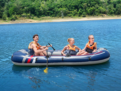 قارب مطاطي قابل للنفخ من بيست واي، طراز TRECK X3، مزود بثلاثة مجاديف تتسع لأربعة أشخاص - 318 سم × 152 سم - رقم: 61110 