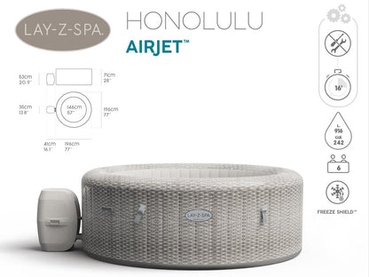 جاكوزي بيست واي لاي-زي-سبا هونولولو، يتسع لـ 4-6 أشخاص، 196 × 71 سم - رقم: 60019
