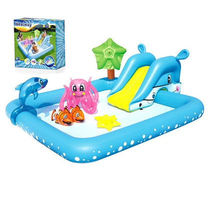 مسبح بيست واي القابل للنفخ للأطفال مع زحليقة، 239 × 206 × 86 سم - رقم: 53052 