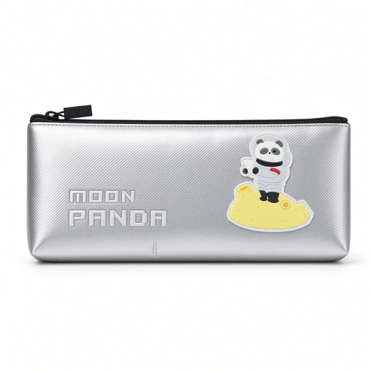 M&G Chenguang Extra Long Large Capacity Pencil Case – Moon Panda Design – Silver - No: APB903FQ