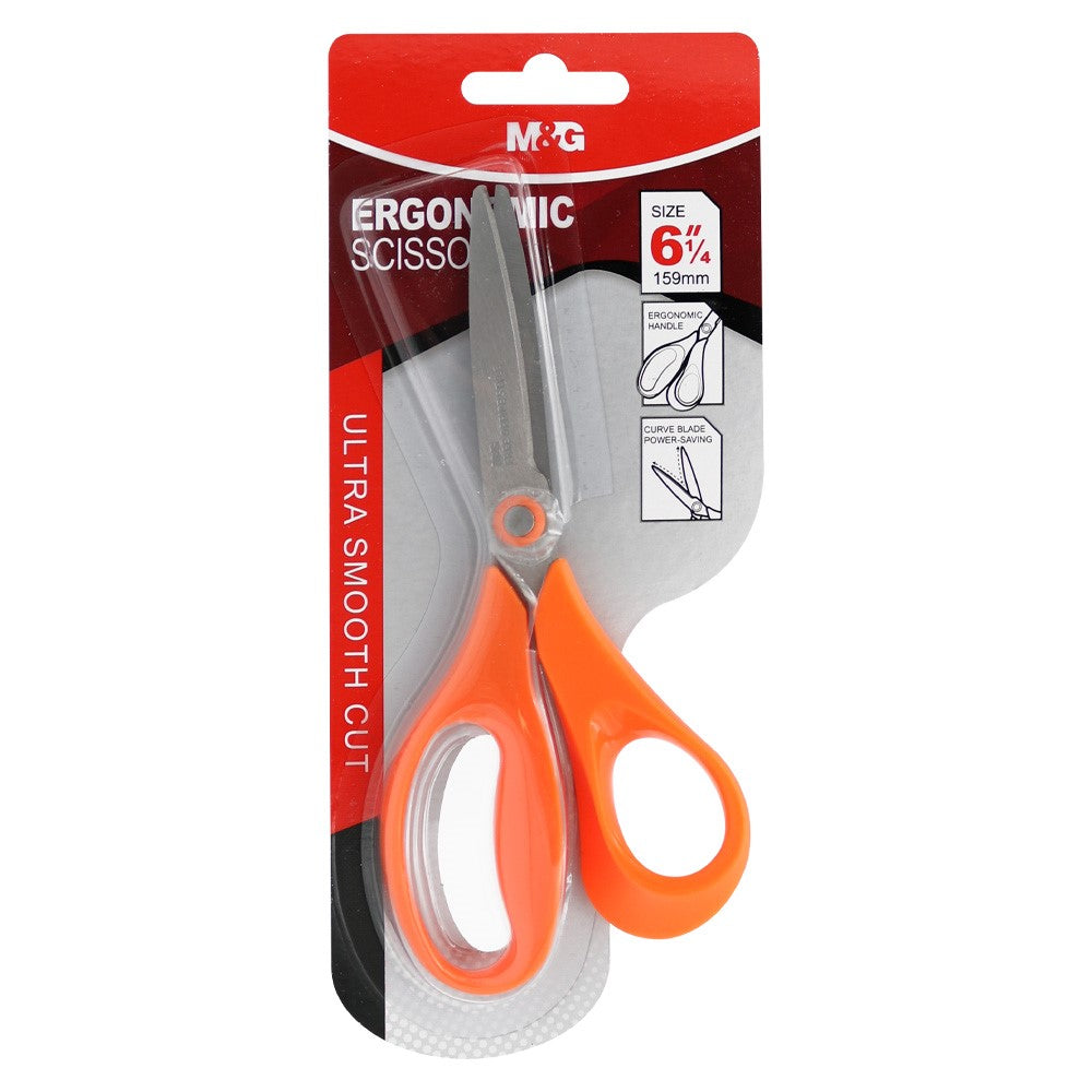M&G Chenguang Ergonomic Scissors 6¼ Inch (159mm) – Ultra Smooth Cut Office & School Scissors with Comfortable Handle - 16cm - No: ASS913U8