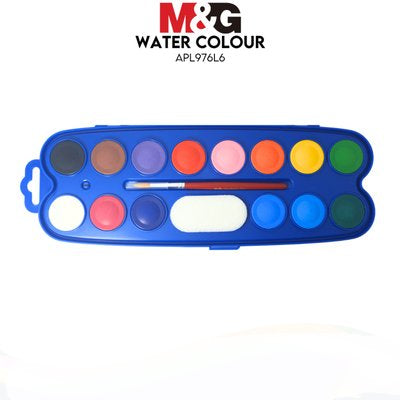M&G Solid Water colour paints with pallete and brush 12+2 Colours No: APL976L6